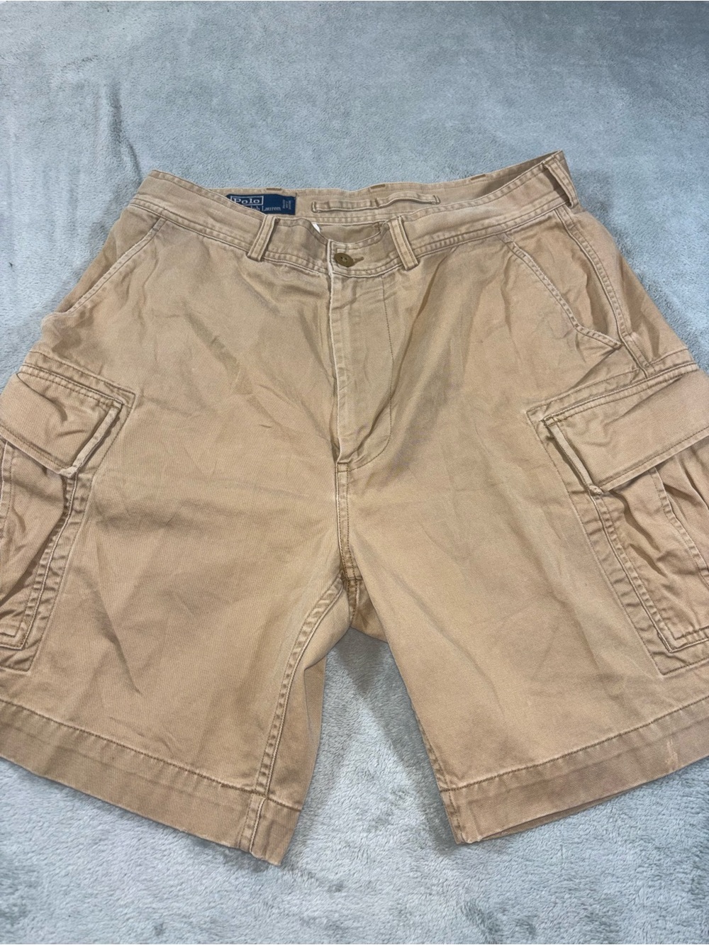 Vintage Polo Ralph Lauren Khaki Canvas Cargo Shorts - Men's Size 34